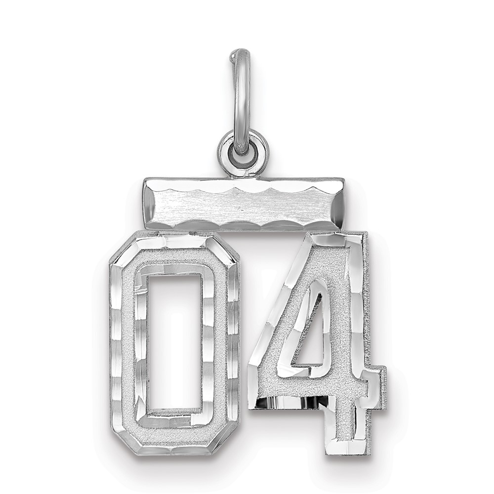 QSN04T.jpg Sterling Silver Rhodium-plated Small Diamond-cut #04 Charm - Image 1