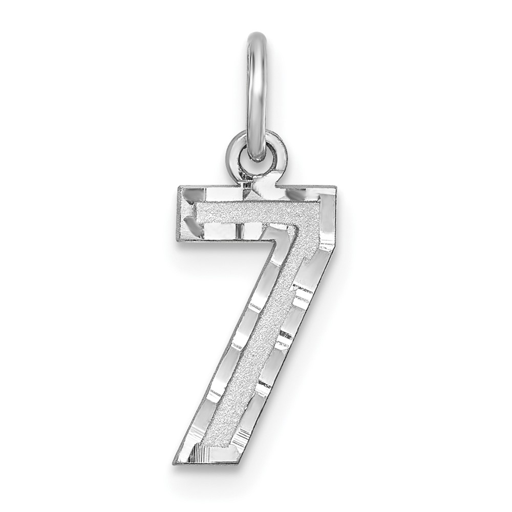 QSN07.jpg Sterling Silver Rhodium-plated Diamond-cut #7 Charm - Image 1