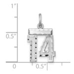 Sterling Silver Rhodium-plated Diamond-cut #14 Charm - Image 3