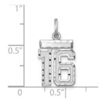 Sterling Silver Rhodium-plated Diamond-cut #16 Charm - Image 3