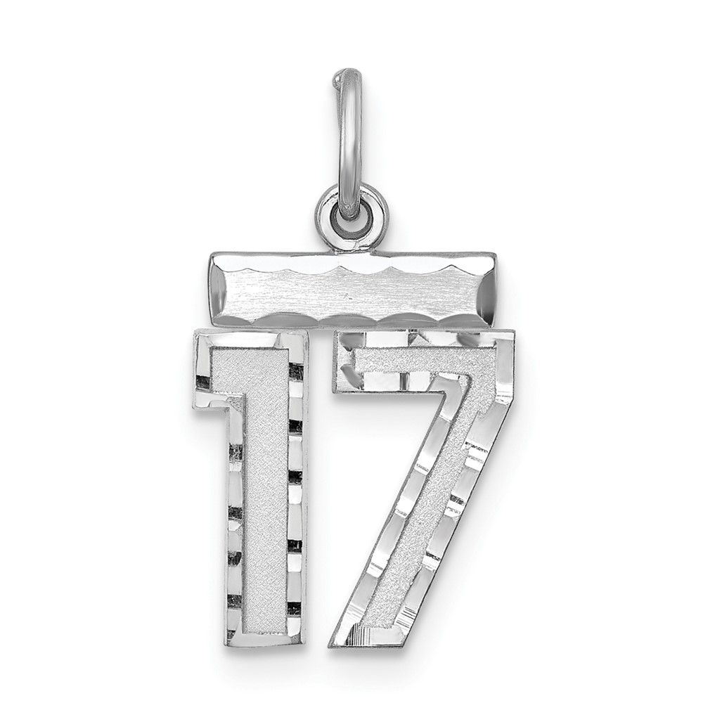 QSN17.jpg Sterling Silver Rhodium-plated Diamond-cut #17 Charm - Image 1