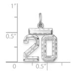 Sterling Silver Rhodium-plated Diamond-cut #20 Charm - Image 3