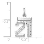 Sterling Silver Rhodium-plated Diamond-cut #21 Charm - Image 3