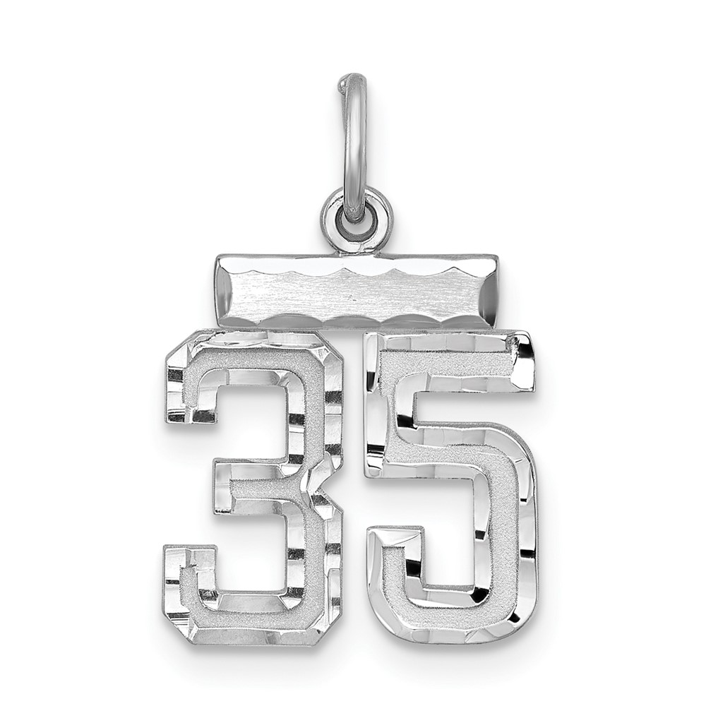 QSN35.jpg Sterling Silver Rhodium-plated Diamond-cut #35 Charm - Image 1