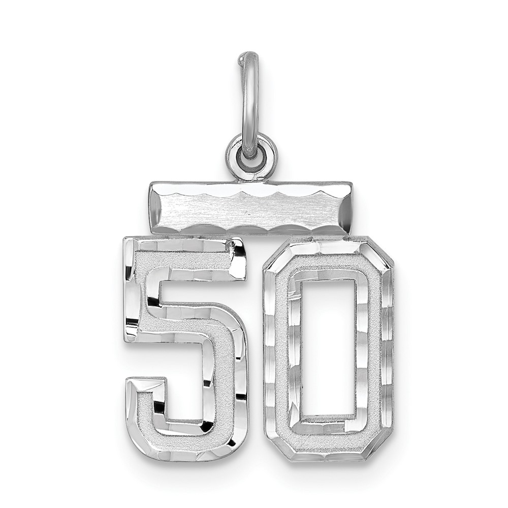 QSN50.jpg Sterling Silver Rhodium-plated Diamond-cut #50 Charm - Image 1