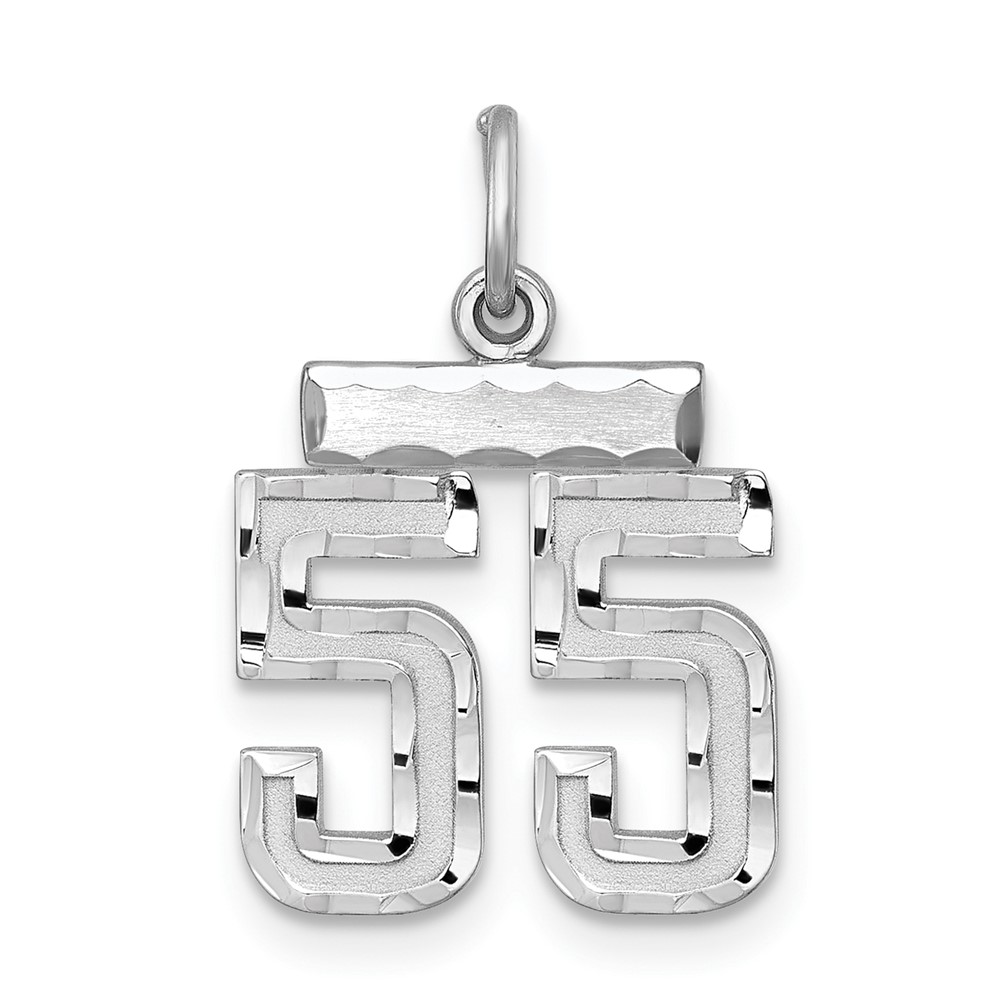QSN55.jpg Sterling Silver Rhodium-plated Diamond-cut #55 Charm - Image 1