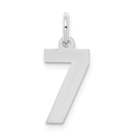 Sterling Silver/Rhodium-plated Polished Number 7 Charm
