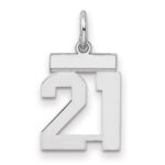 Sterling Silver/Rhodium-plated Polished Number 21 Charm