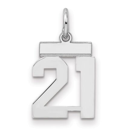 Sterling Silver/Rhodium-plated Polished Number 21 Charm