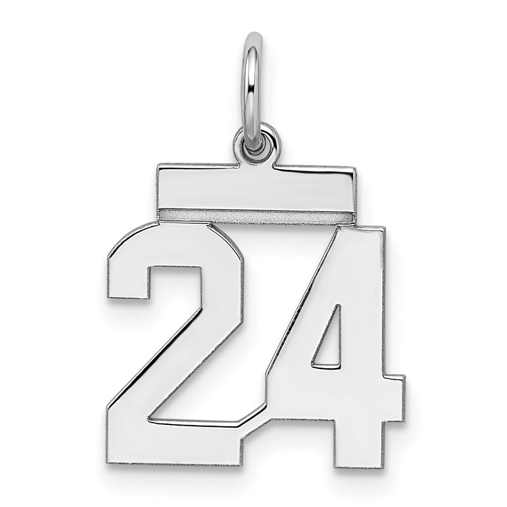 QSS24.jpg Sterling Silver/Rhodium-plated Polished Number 24 Charm - Image 1