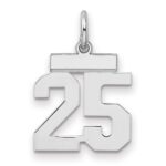 Sterling Silver/Rhodium-plated Polished Number 25 Charm