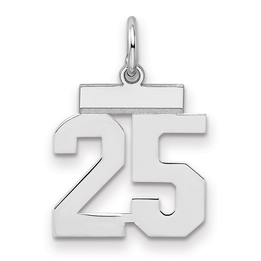 QSS25.jpg Sterling Silver/Rhodium-plated Polished Number 25 Charm - Image 1