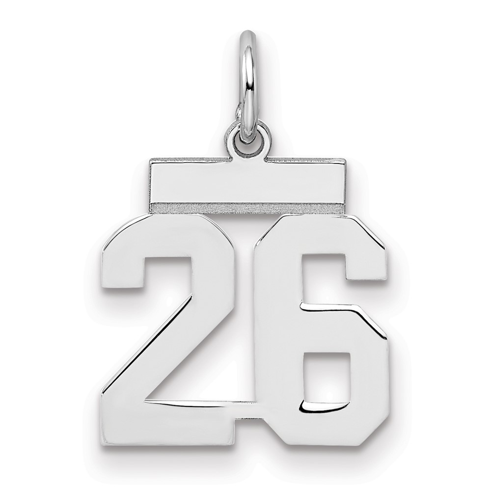 QSS26.jpg Sterling Silver/Rhodium-plated Polished Number 26 Charm - Image 1