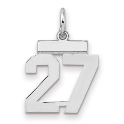 Sterling Silver/Rhodium-plated Polished Number 27 Charm