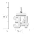 Sterling Silver/Rhodium-plated Polished Number 34 Charm - Image 3