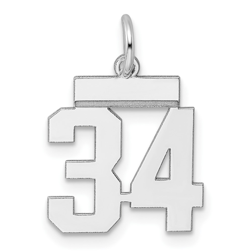 QSS34.jpg Sterling Silver/Rhodium-plated Polished Number 34 Charm - Image 1