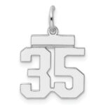 Sterling Silver/Rhodium-plated Polished Number 35 Charm