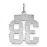 Sterling Silver/Rhodium-plated Polished Number 38 Charm - Image 4