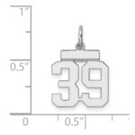 Sterling Silver/Rhodium-plated Polished Number 39 Charm - Image 3