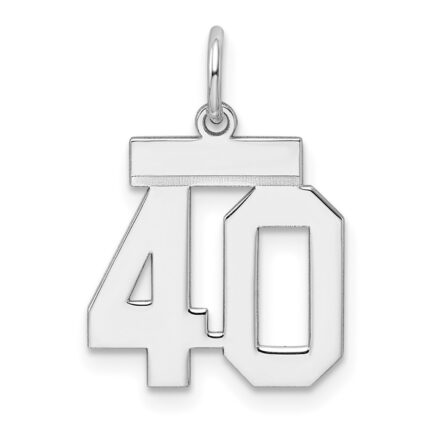 Sterling Silver/Rhodium-plated Polished Number 40 Charm