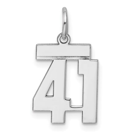 Sterling Silver/Rhodium-plated Polished Number 41 Charm