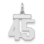 Sterling Silver/Rhodium-plated Polished Number 45 Charm