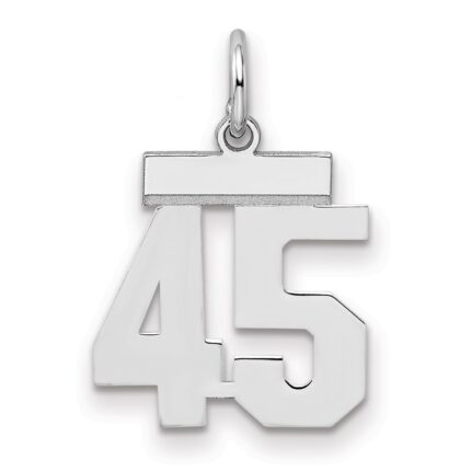 Sterling Silver/Rhodium-plated Polished Number 45 Charm