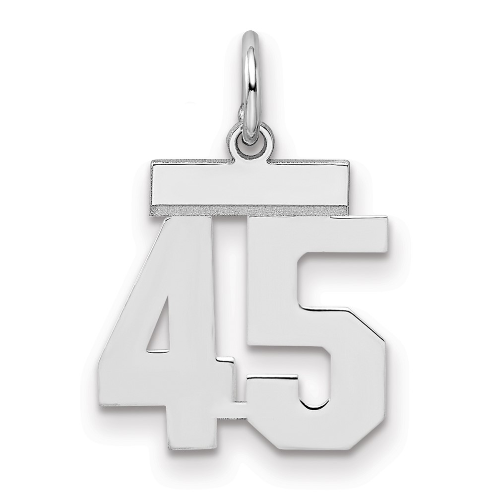 QSS45.jpg Sterling Silver/Rhodium-plated Polished Number 45 Charm - Image 1