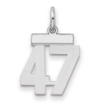 Sterling Silver/Rhodium-plated Polished Number 47 Charm