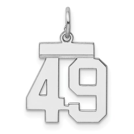 Sterling Silver/Rhodium-plated Polished Number 49 Charm