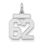 Sterling Silver/Rhodium-plated Polished Number 62 Charm