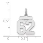 Sterling Silver/Rhodium-plated Polished Number 62 Charm - Image 2
