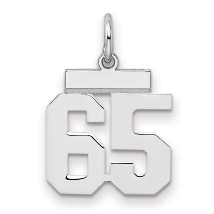 Sterling Silver/Rhodium-plated Polished Number 65 Charm