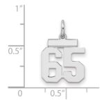 Sterling Silver/Rhodium-plated Polished Number 65 Charm - Image 2