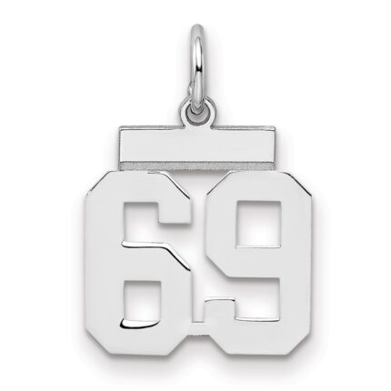 Sterling Silver/Rhodium-plated Polished Number 69 Charm