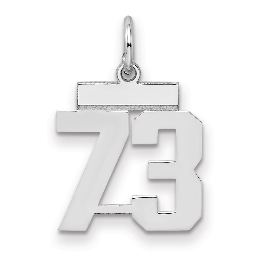 QSS73.jpg Sterling Silver/Rhodium-plated Polished Number 73 Charm - Image 1