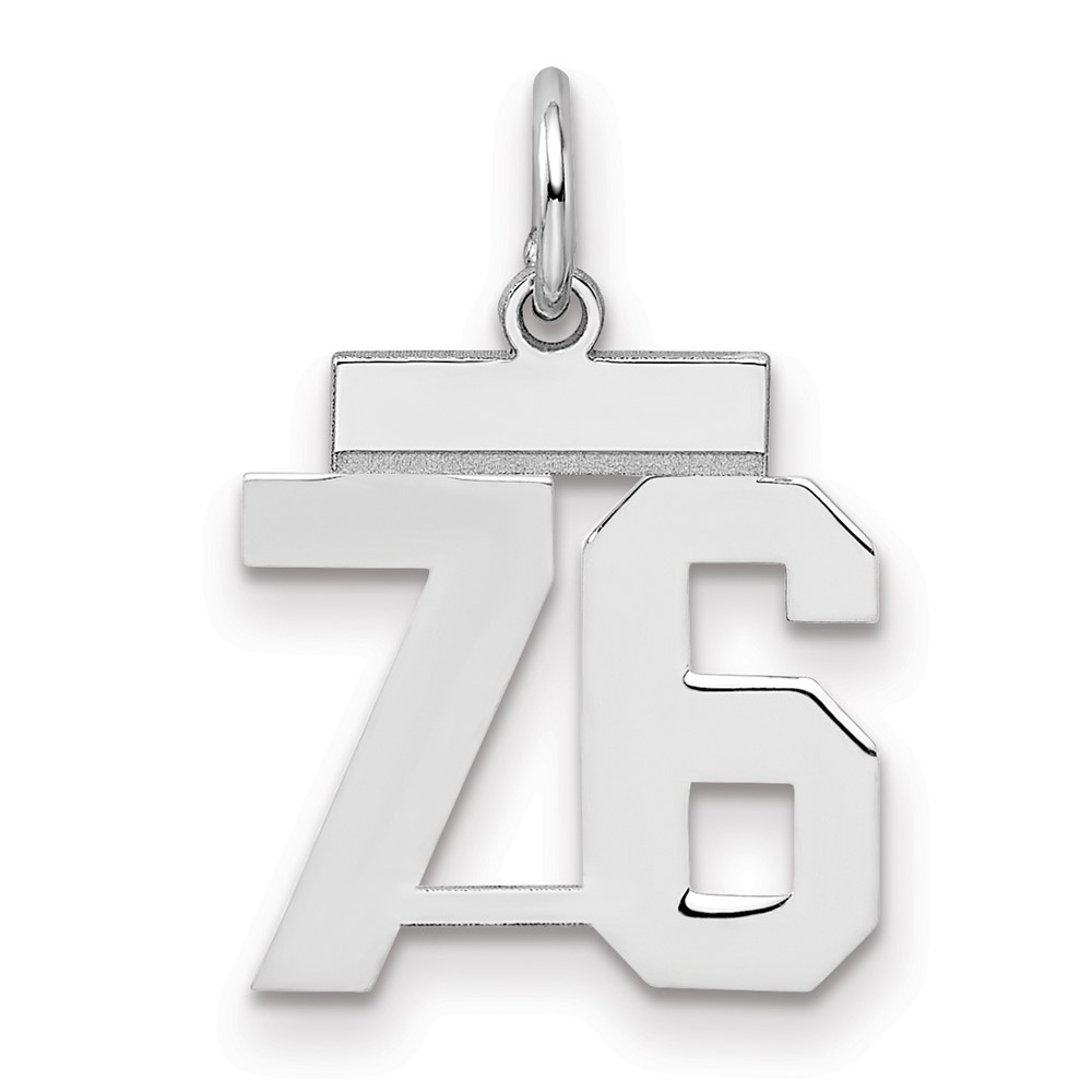QSS76.jpg Sterling Silver/Rhodium-plated Polished Number 76 Charm - Image 1