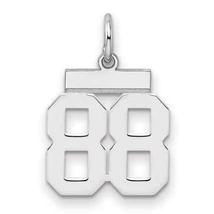 Sterling Silver/Rhodium-plated Polished Number 88 Charm