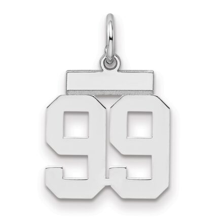 Sterling Silver/Rhodium-plated Polished Number 99 Charm