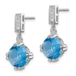 Sterling Silver Rhod-plated Blue and Clear CZ Pendant and Earring Set - Image 2