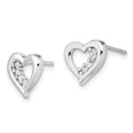 Sterling Silver Rhodium-plated CZ Heart Earring and Pendant Set - Image 2