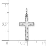 Sterling Silver Rhodium-plated Laser Designed Cross Charm - Image 4