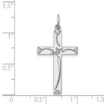 Sterling Silver Rhodium-plated Laser Designed Cross Pendant - Image 4