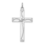 Sterling Silver Rhodium-plated Laser Designed Cross Pendant