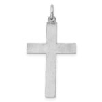 Sterling Silver Rhodium-plated Laser Designed Cross Pendant - Image 3