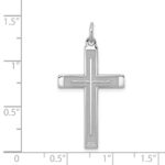Sterling Silver Rhodium-plated Laser Designed Cross Pendant - Image 4