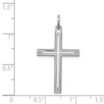 Sterling Silver Rhodium-plated Laser Designed Cross Pendant - Image 4