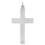 Sterling Silver Rhodium-plated Laser Designed Cross Pendant - Image 3