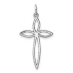 Sterling Silver Rhodium-plated Laser Designed Cross Pendant