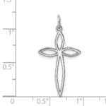 Sterling Silver Rhodium-plated Laser Designed Cross Pendant - Image 4